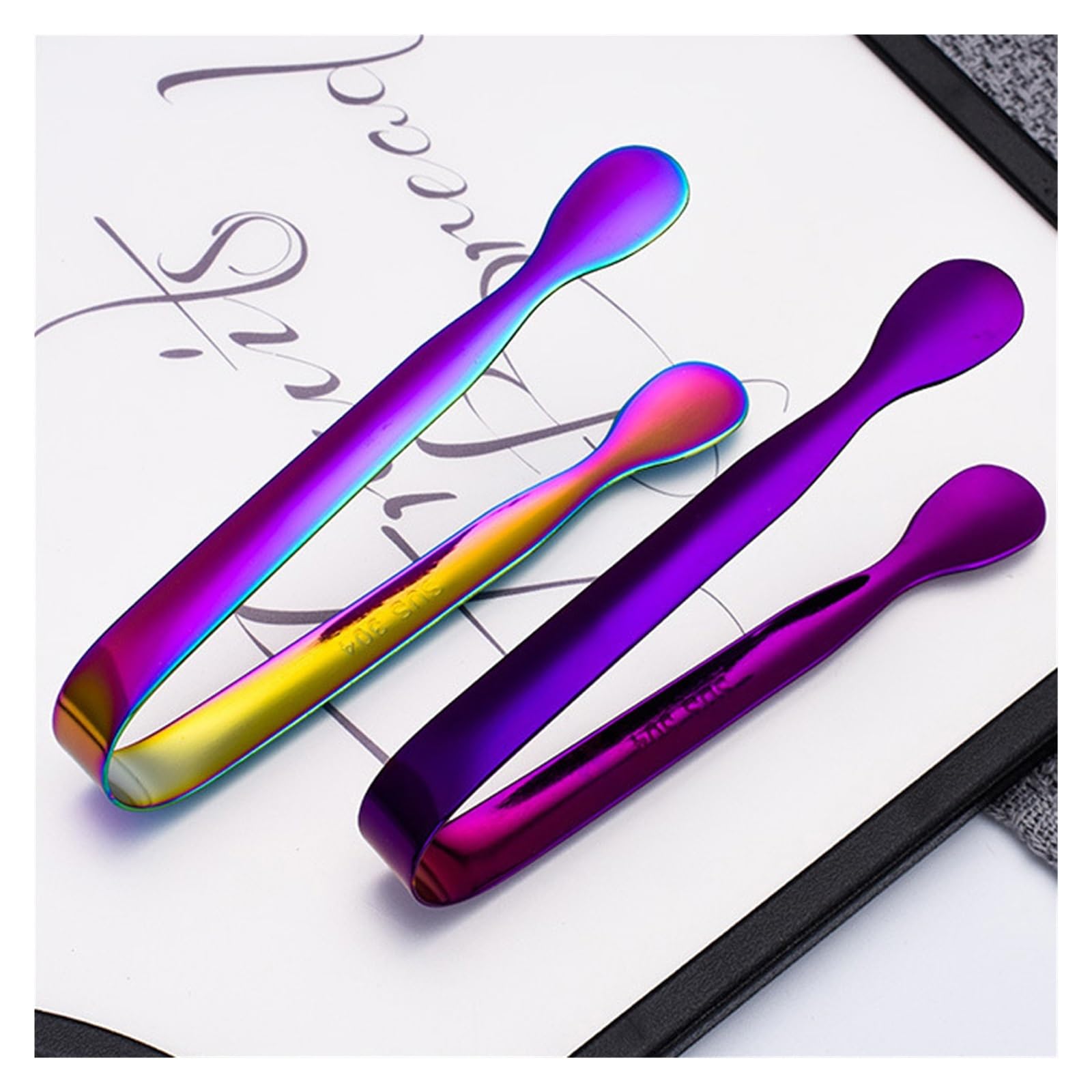 Lot de 8 mini pinces à glaçons en acier inoxydable pour pain, thé, dessert