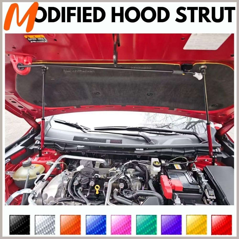 Carbon Fiber Hood Struts Compatible with Mitsubishi Outlander GN 2021-2024 Lift Supports Bonnet Gas Dampers Springs Shock Kit No-Drill Bolt-on