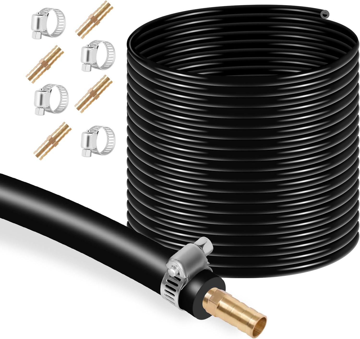 Self Sinking Aeration Hose,3/8 inch, 656 Feet Pond Aerator Hose Kit with 4 Copper Menders and 4 Stainless Steel Use for Aquaculture,Garden and Lake Aeration of Aquaculture Aeration Tubing