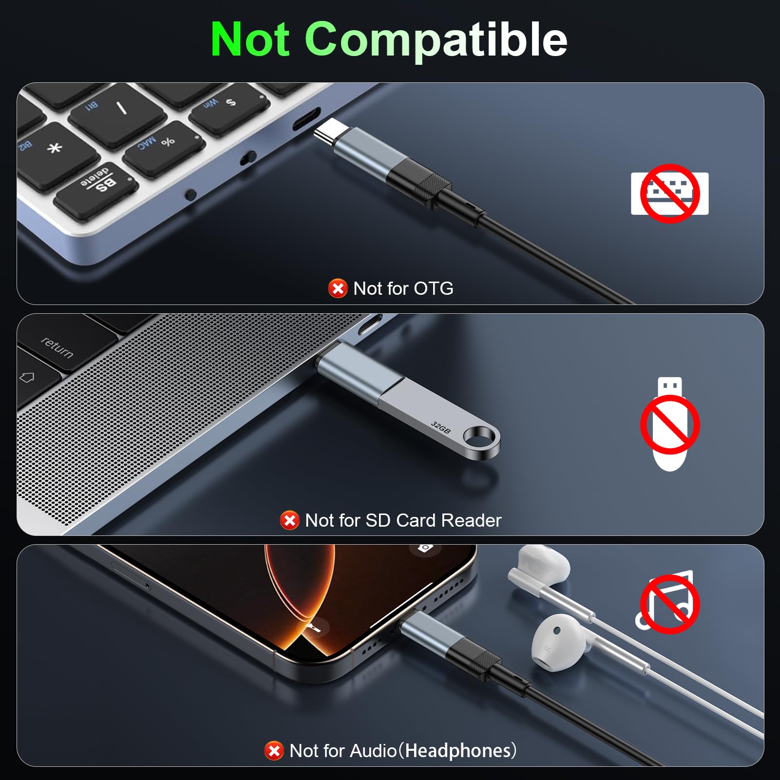 Adattatore da Lightning a USB C, 4 pezzi, adattatore da USB C a Lightning per iPhone 17/16 Pro/17 Pro Max/16 Plus/iPhone 15/iPhone 17 Pro, Galaxy S24/S23, iPad, per ricarica rapida, non per audio/OTG