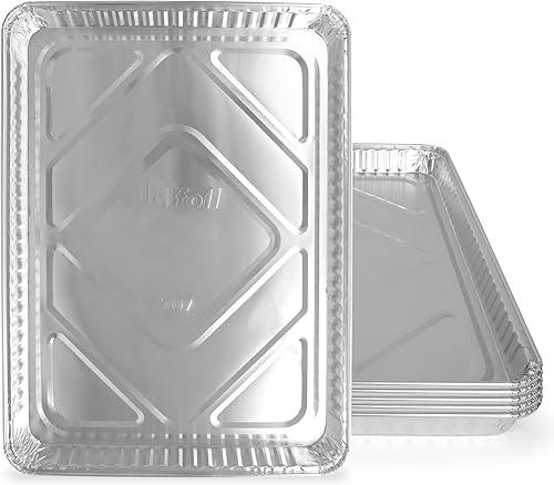 Miniatura 1 de PLASTICPRO Sartenes de aluminio, paquete de 5 bandejas desechables para galletas de 13 x 17 pulgadas, bandejas para hornear de alta calidad