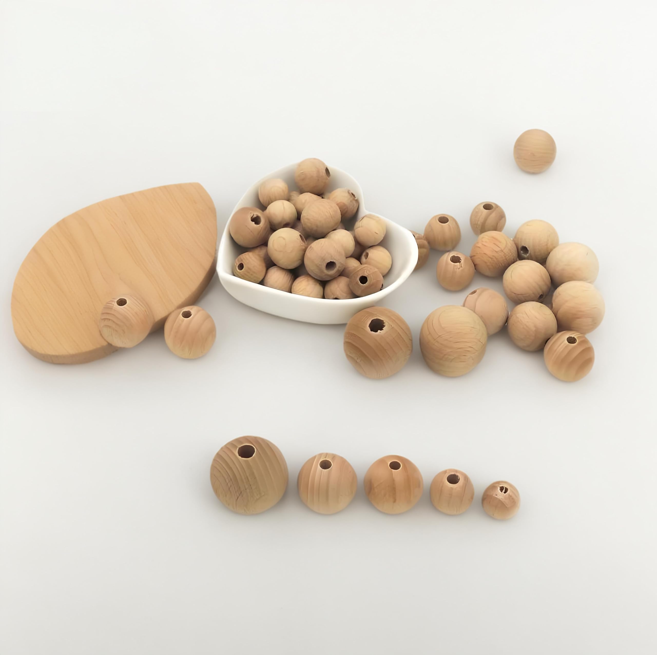 YIEUR 100 stuks natuurlijke houten kralen om te rijgen, 12 mm, beukenhout, ronde houten kralen, natuurlijke houten kralen met gat om te knutselen YIEUR 100 stuks natuurlijke houten kralen om te rijgen, 12 mm, beukenhout, ronde houten kralen, natuurlijke houten kralen met gat om te knutselen