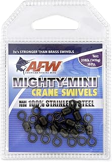 Pesca Alambre Mighty Mini Gira Americana grúa (100 por ciento de Acero Inoxidable), Negro Color, tamaño 3, 310 Libras de Prueba, de 10 Piezas