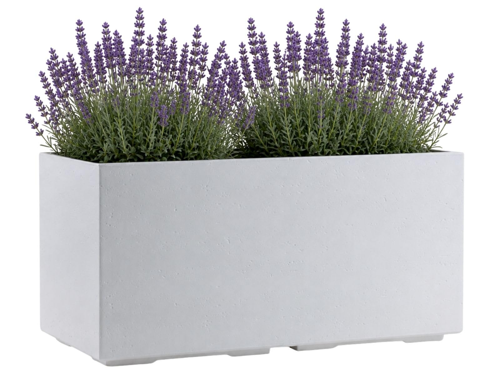 Pot de fleurs aspect bois crème sur roulettes pour terrasse et balcon