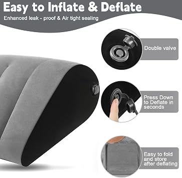 Portable Inflatable Wedge Pillow for Traveling - 2 Pack Body Positioner for Body Support,18in Adjustable Sleeping Cushion,Lightweight Bed Leg Elevation Partner Support Camping Pillows,Fast Inflation