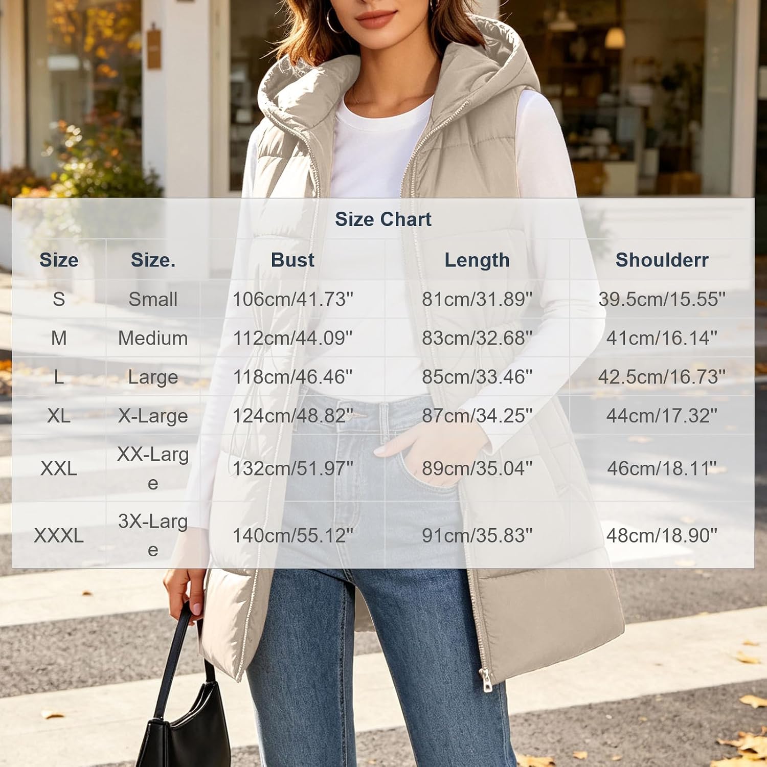 Women's Puffer Vest Zip Up Quilted Padded Winter Hooded Vest