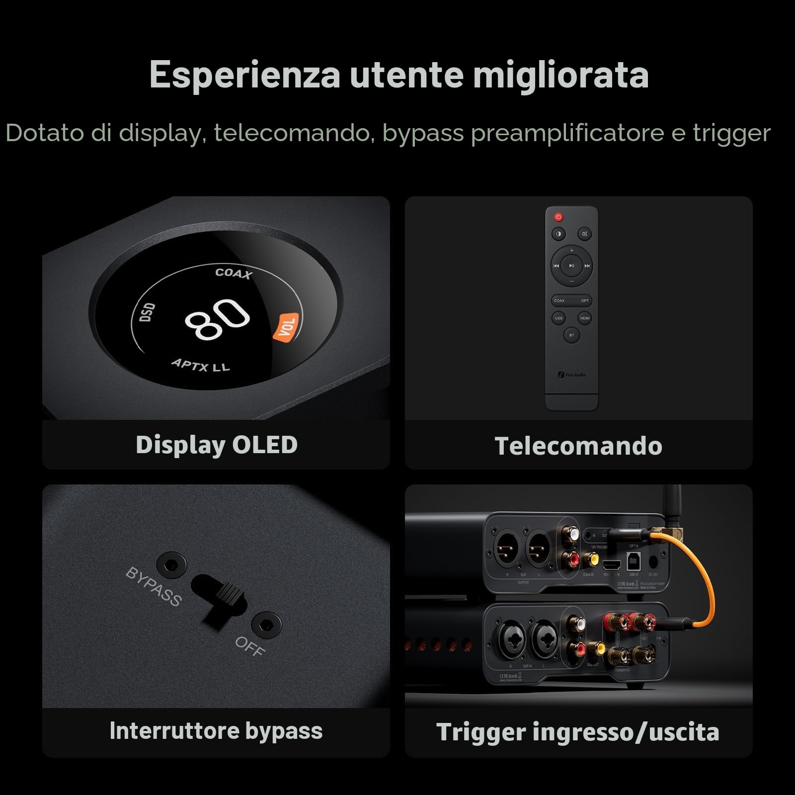 Fosi Audio ZD3 DAC da Tavolo Preamplificatore ES9039Q2M Bilanciato Bluetooth USB Ottico COAX HDMI ARC XLR RCA
