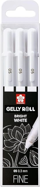 Sakura gelly roll, white, 3 pens, bright white, in a case, fine size 05