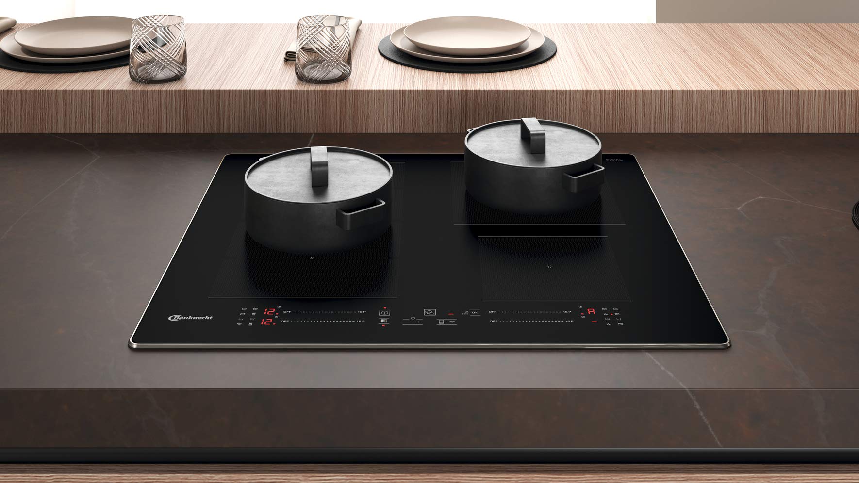 Bauknecht BAKO CONNECTIVITY Backofen-Kochfeld Kombination/Induktionskochfeld (60cm)/ Heißluft/HomeNet App/DiamondClean – hydrolytische Reinigungsfunktion/My Menu/Backauszug auf 3 Ebenen