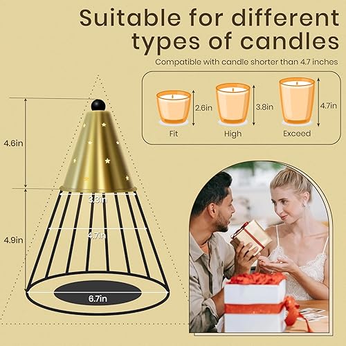 Miniatura 6 de Lámpara calentadora de velas con temporizador, regulable, regalo del día de San Valentín, calentador de velas de altura ajustable, lámpara de vela