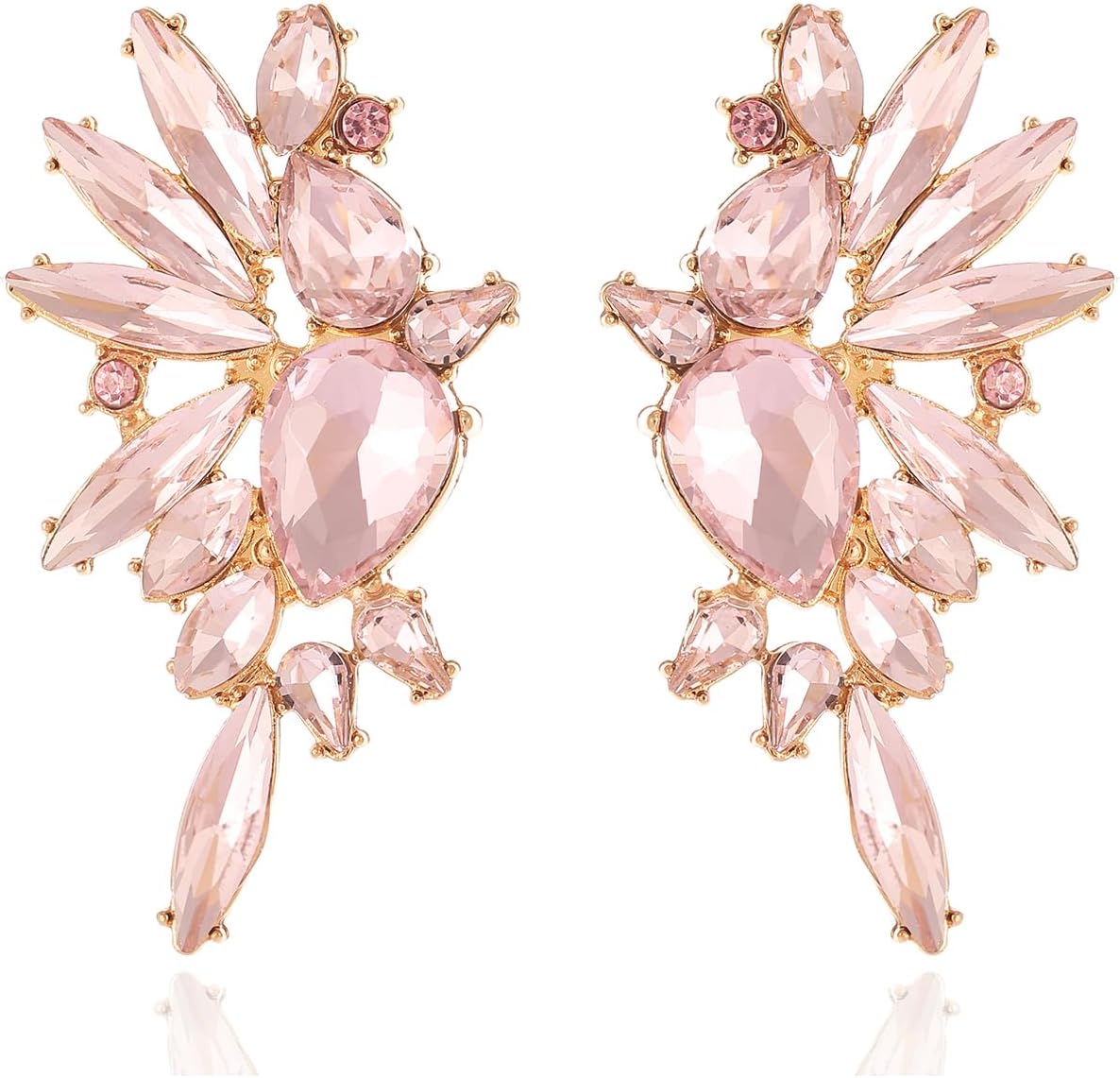 Vintage Rhinestone Statement Earrings Retro Big Cluster Crystal Drop Dangle Earrings for Women