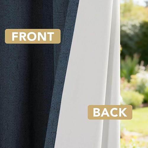 Miniatura 3 de H.VERSAILTEX Cortinas 100% Opacas para Dormitorio de 96 Pulgadas de Largo con Ojales Cara de Lino Bloqueo Total de Luz Cortinajes para Sala de Estar