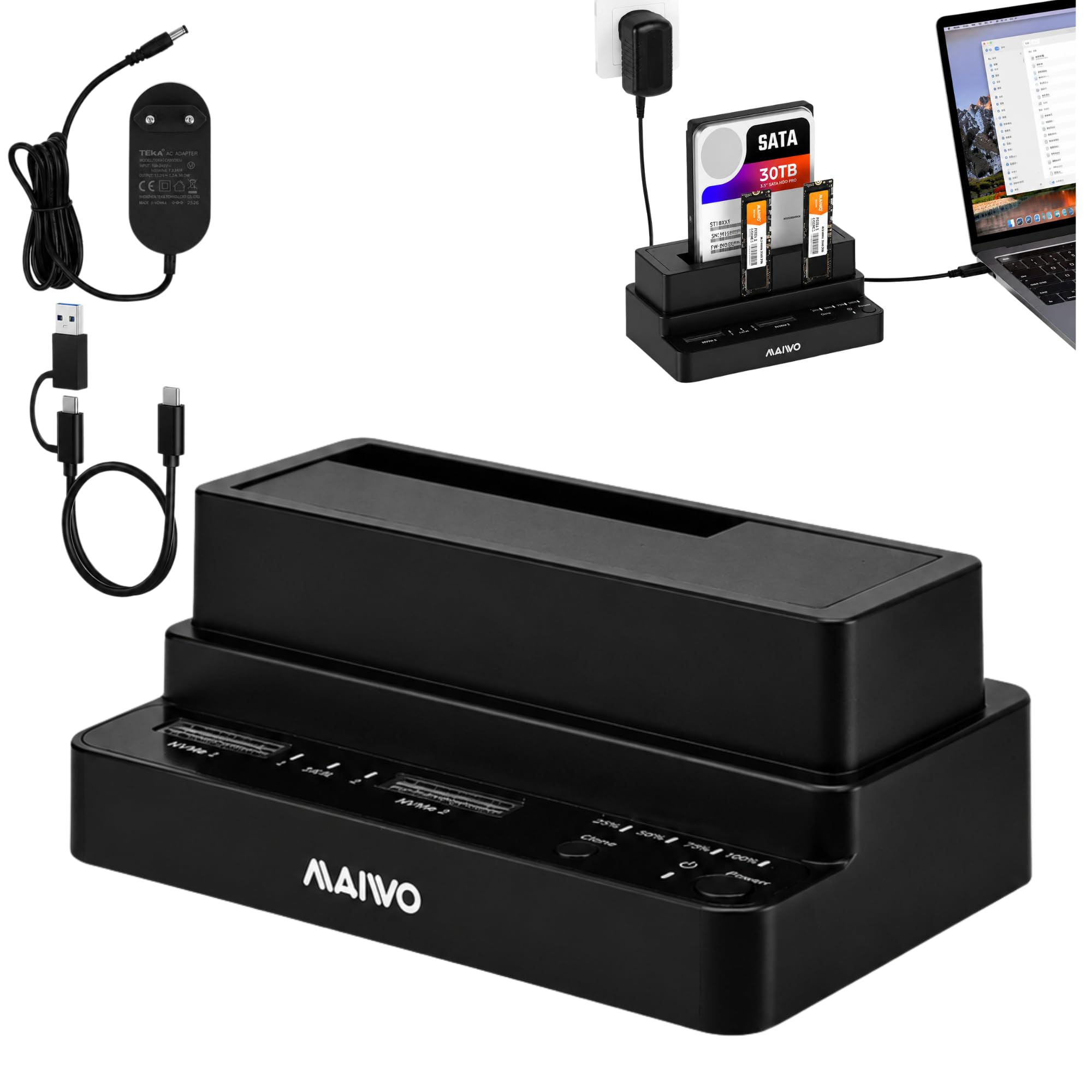 Docking Station de 3 Bahía Estación de Acoplamiento de Disco Duro
