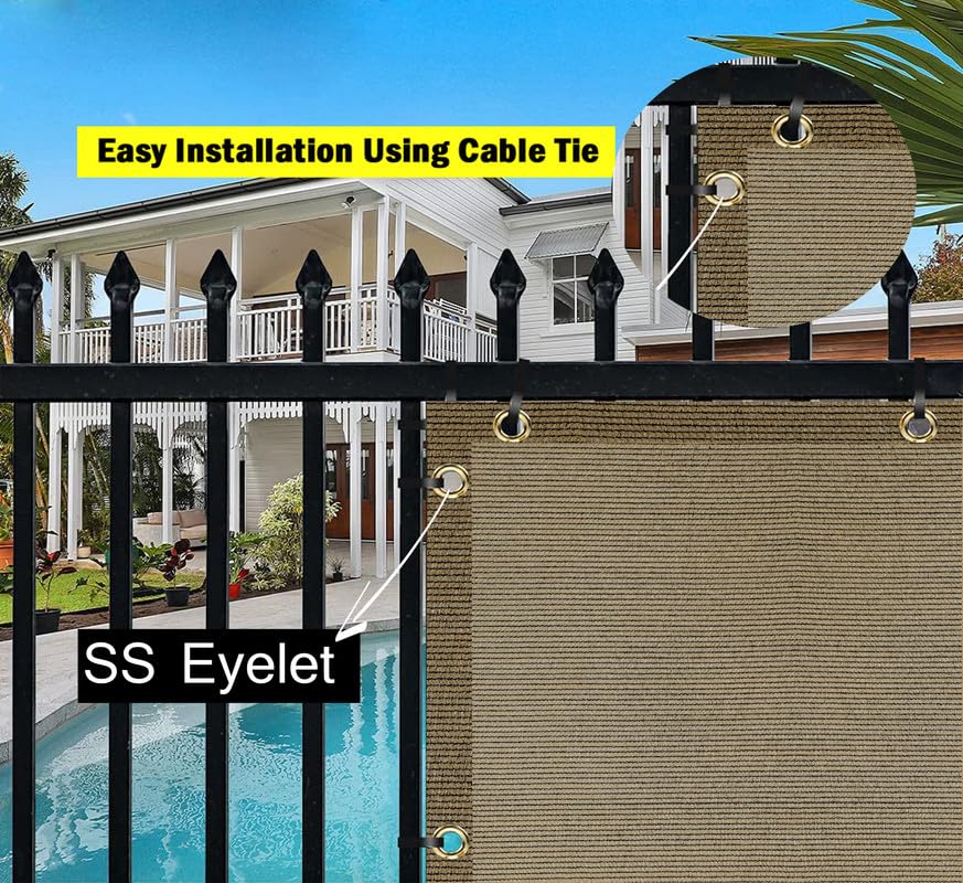 Image of HDPE Fabric Self Fold Baby Kids Safety Net Protector for Balcony & Staircase Railing Guard,Balcony Stairway Net Baby Safety Products for Indoor&Outdoor(BeigeBlack Color, 2X5 MTR)