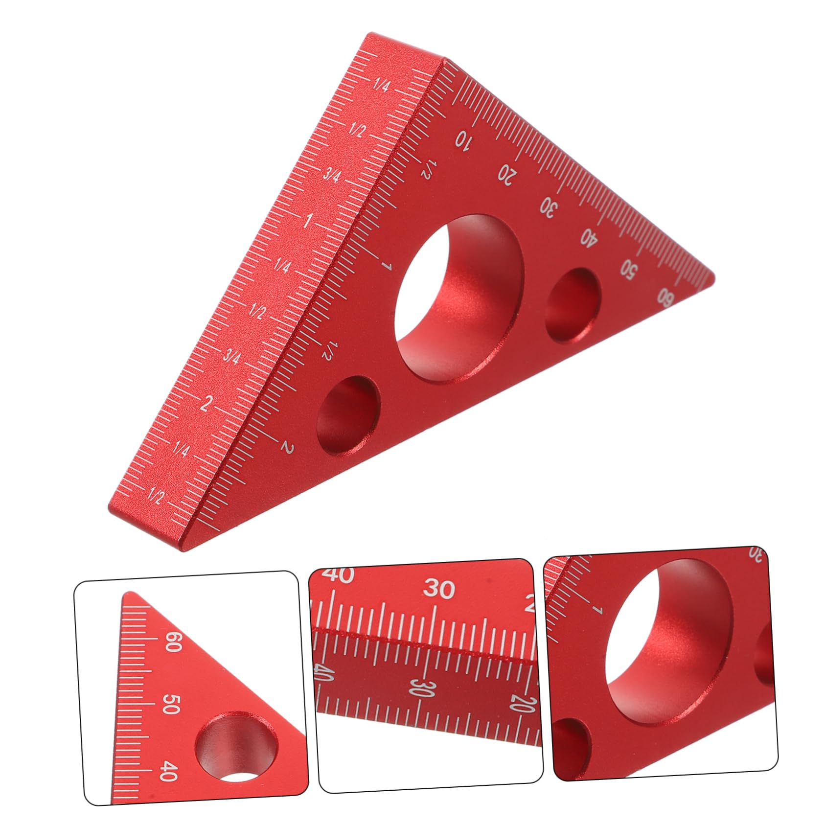 Lurrose 3 Piezas Regla de Carpintero de Aleación de Aluminio Engrosada Regla de Ángulo para Medición de Herramientas de Carpintería Diy Rojo