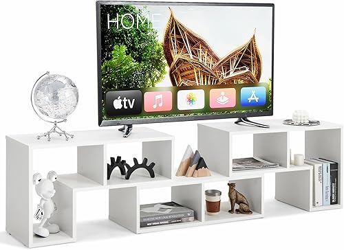 KOTEK Soporte de TV para TV de 50, 55, 60, 65 pulgadas, organizador de estantería de combinación gratuita, mesa consola de TV con estantes de