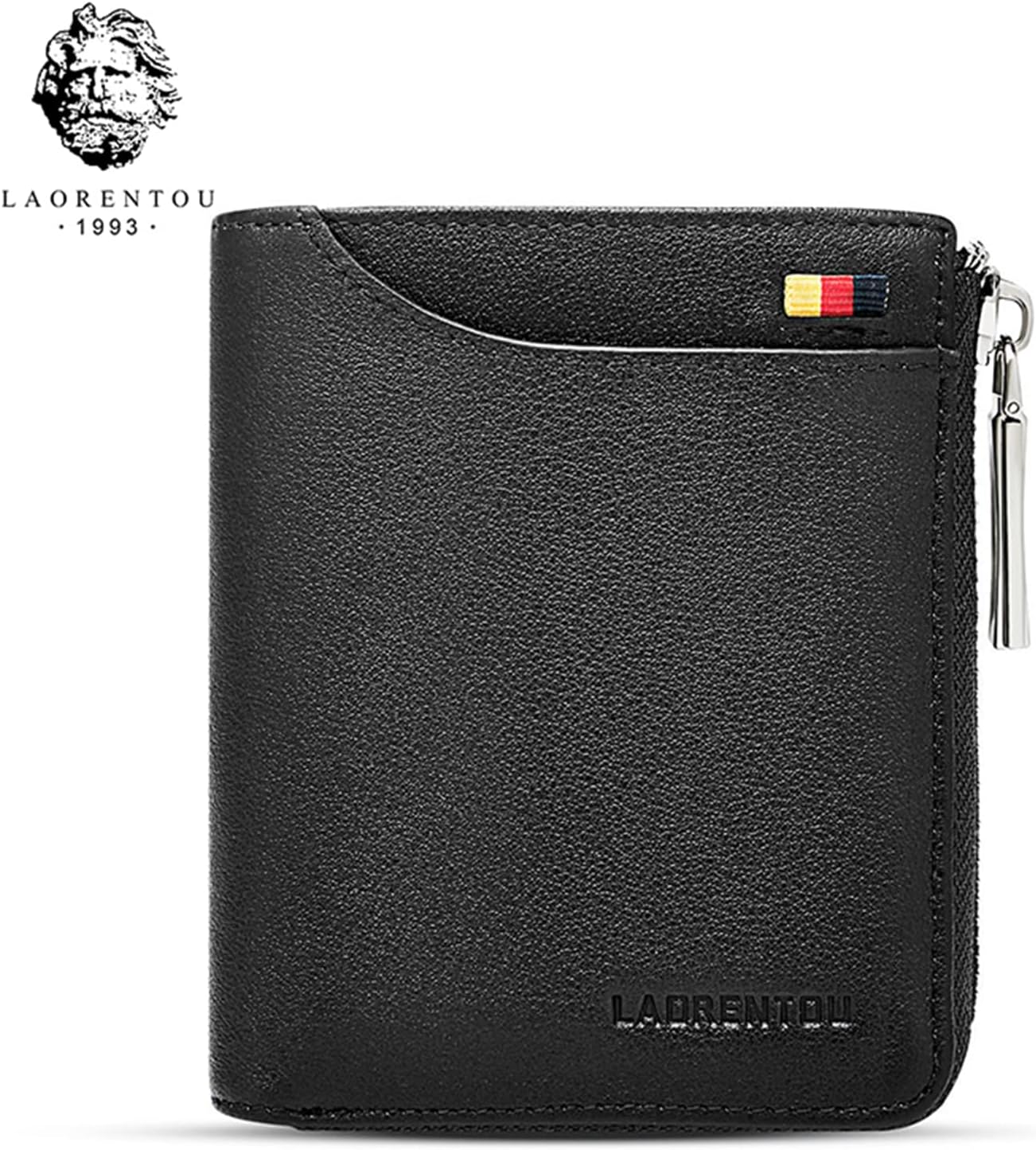 LAORENTOU Genuine Leather Wallets for Men, RFID Blocking, Multi Card Holder Slim Mens Wallet with Zipper Coin Purse, Bifold Wallet for Man, Boys, Teens - Image 6