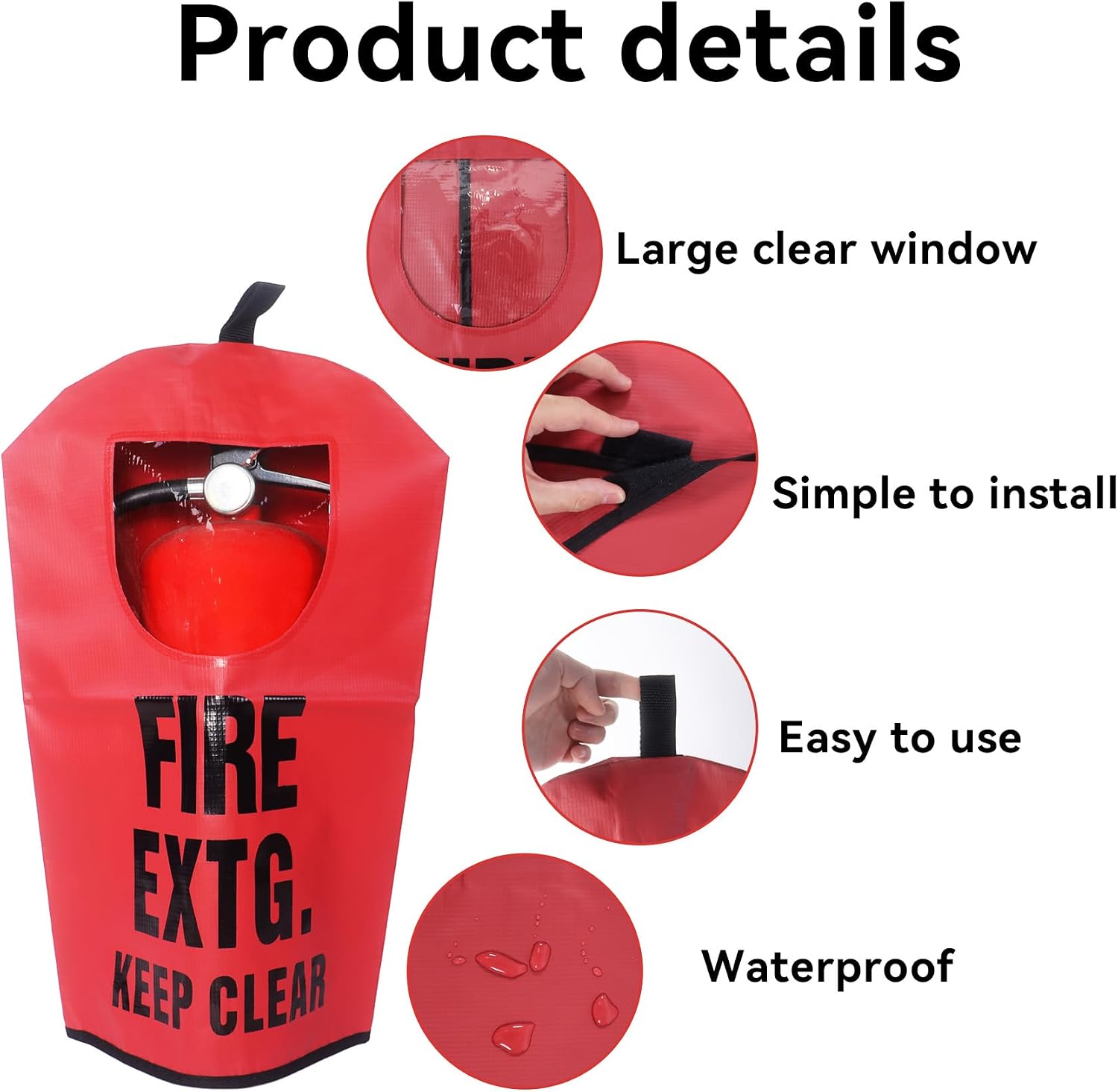 Klmnop 2 Pcs Fire Extinguisher Cover, Heavy Duty Fire Protective Sleeve with Window from Scuffs & Scratches Accessories, 12" W x 20" L(4-12LB)