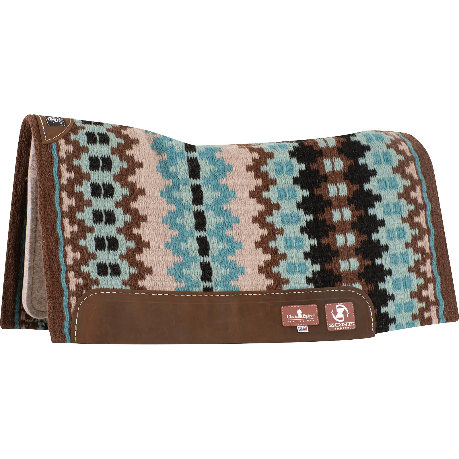 Classic Equine 32x34 Zone Series Blanket Top 3/4in Saddle Pad Chestnutturquoise