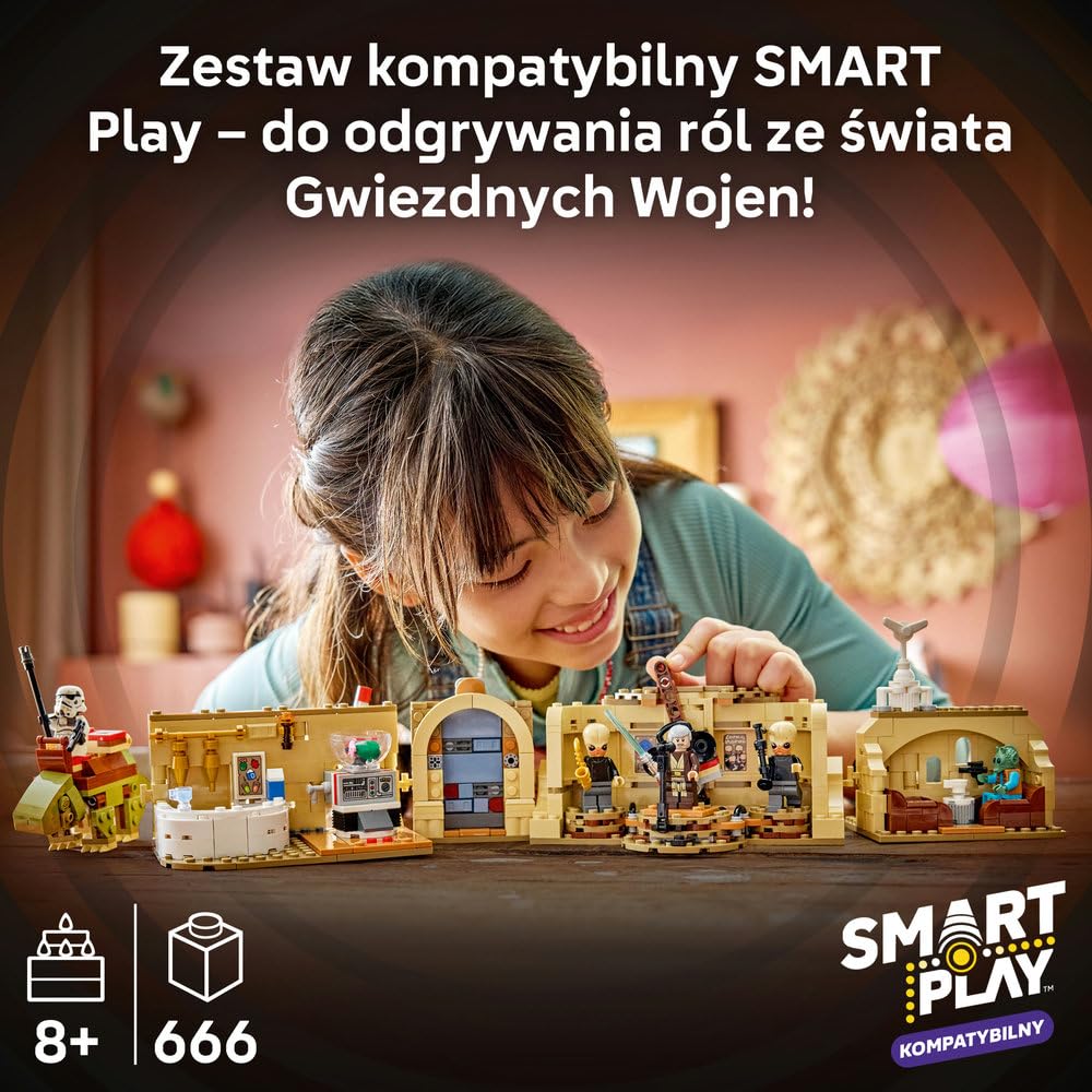 LEGO Star Wars SMART Play: Kantyna Mos Eisley 75425 | Interaktywna zabawka dla dzieci 8+, seria SMART Play, prezent Star Wars, klocki dla chłopca i dziewczynki, 666 elementów