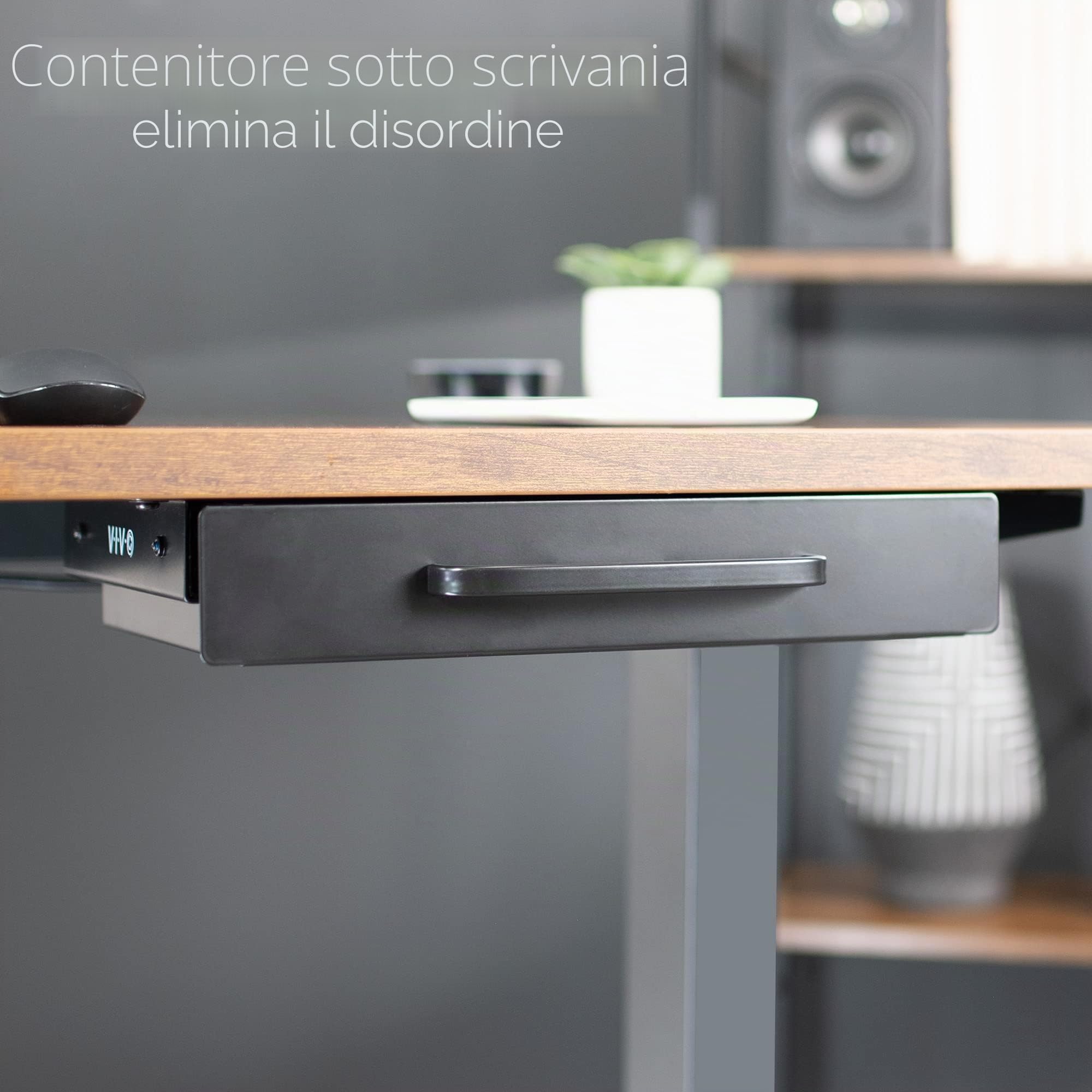 VIVO Cassetto estraibile scorrevole per scrivania da 33 cm, con maniglia a tirante, organizer per postazione di lavoro seduta, nero, DESK-DR1H-B