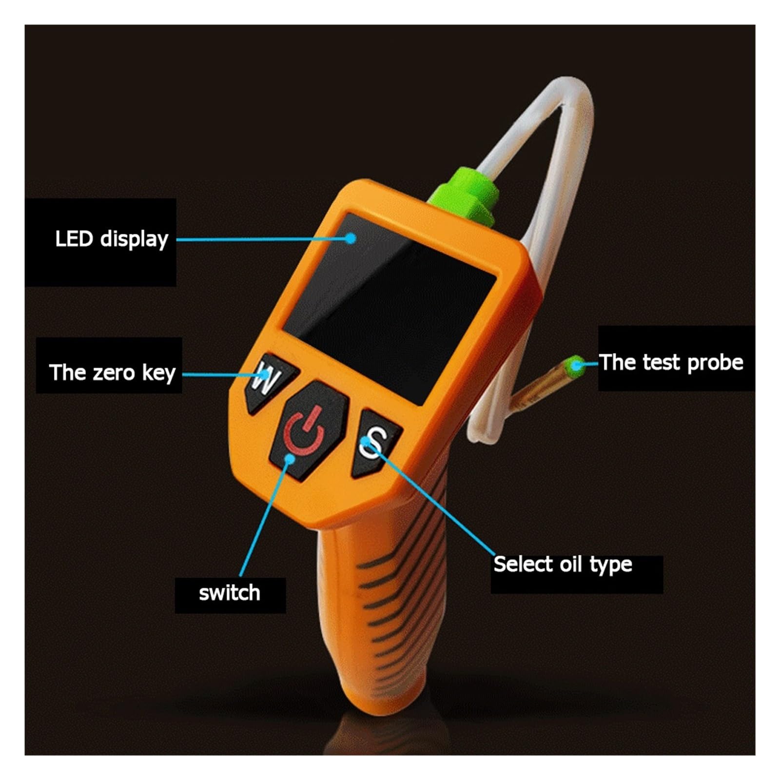 EDEDE Tester Liquido Freni, Tester 'Olio Motore for Il Controllo Automatico Rilevatore A qualità 'Olio for Automobili con Display A LED Analizzatore di Gas Strumenti di Prova 'Olio