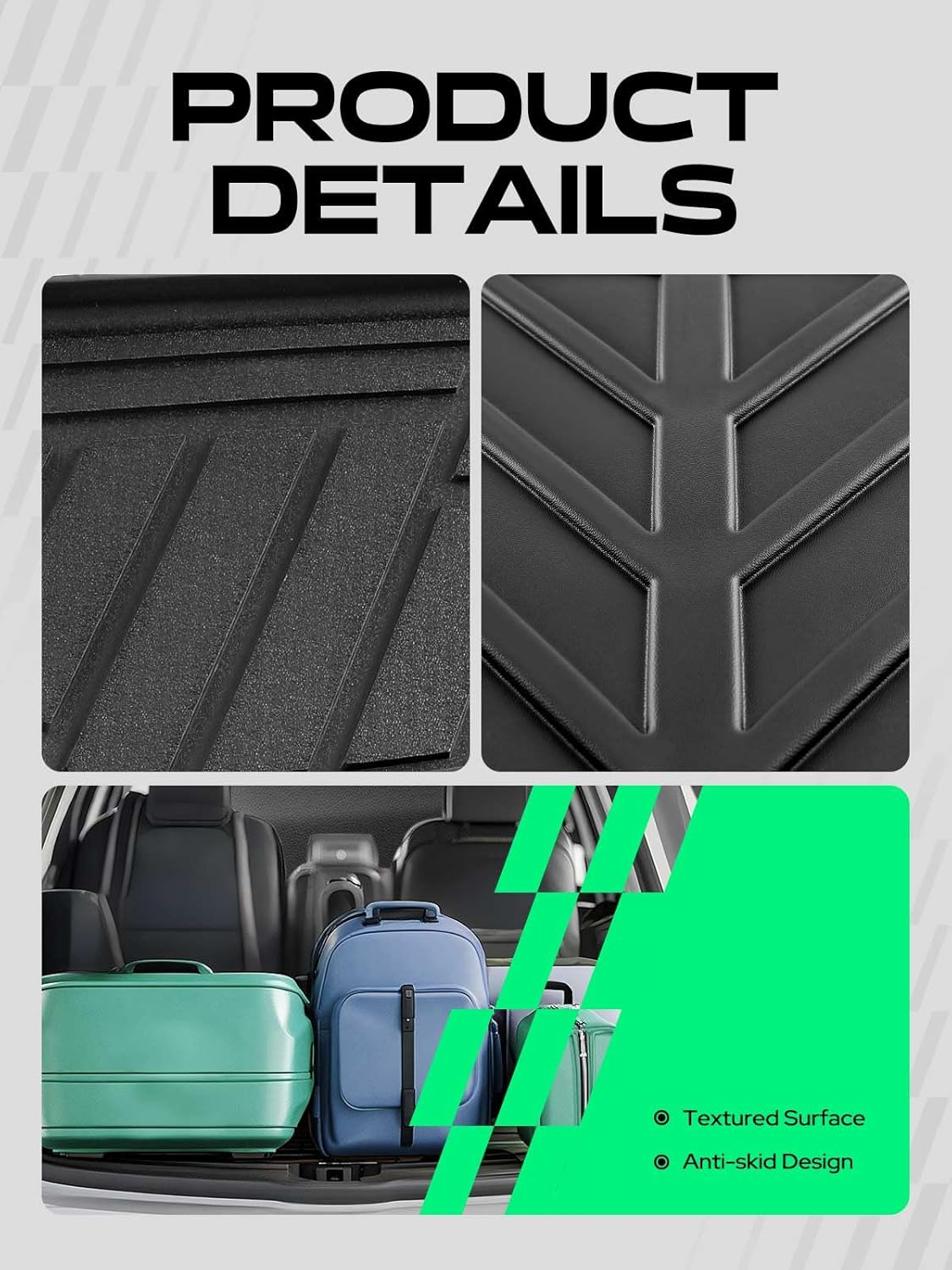 YHTAUTO Trunk Mat Compatible with Kia Sorento 2021-2025, TPE Floor Liners All-Weather Protection Custom Fit, Cargo Mat, Black - Image 7