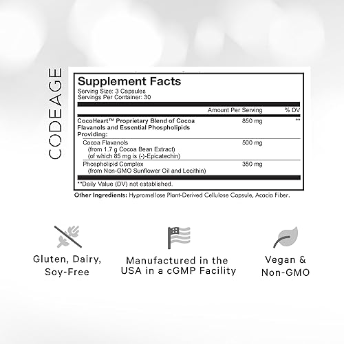 Miniatura 2 de Codeage Suplemento liposomal de flavanoles de cacao - Flavanoles de cacao - Flavonoide epicatequina - Fórmula CocoHeart de alto contenido de