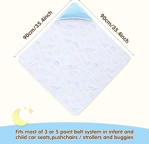 Miniatura 6 de Miracle Baby Manta de asiento de automóvil para bebés de invierno, manta de gofre para bebés recién nacidos, 35.4 x 35.4 pulgadas (azul +