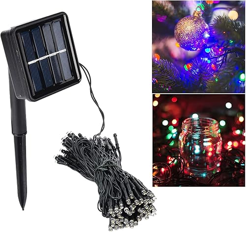 Miniatura 5 de Junlucki Guirnalda de luces solares con energía solar, luces LED multicolor, impermeables, luces de Navidad, luces solares para decoración de