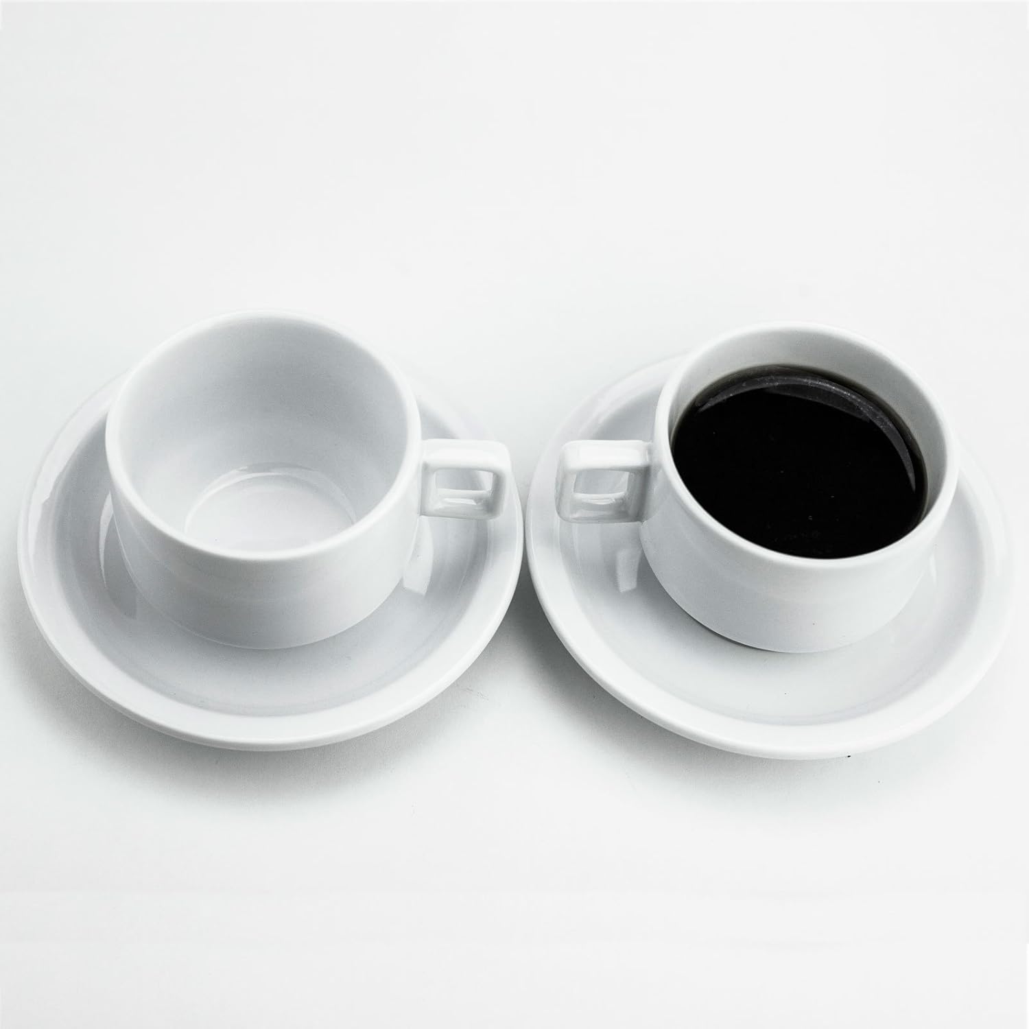 Stackable Porcelain Cappuccino Turkish Coffee Cups and Saucer with Chrome Rack (9 Piece Set) (3)