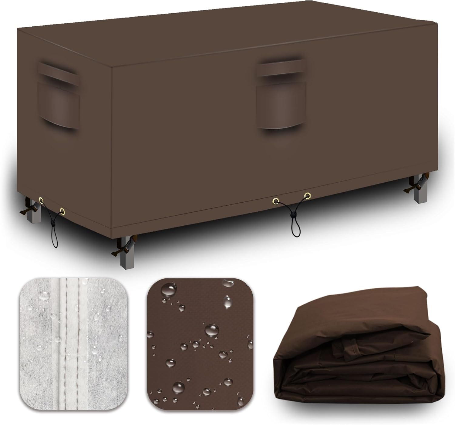 Heavy Duty Patio Furniture Covers Waterproof, 600D Outdoor Furniture Cover Waterproof for Sectional Sofa Couch, Outdoor Dining Table and Chair Set Covers 126''L x 64''W x 28''H, Brown