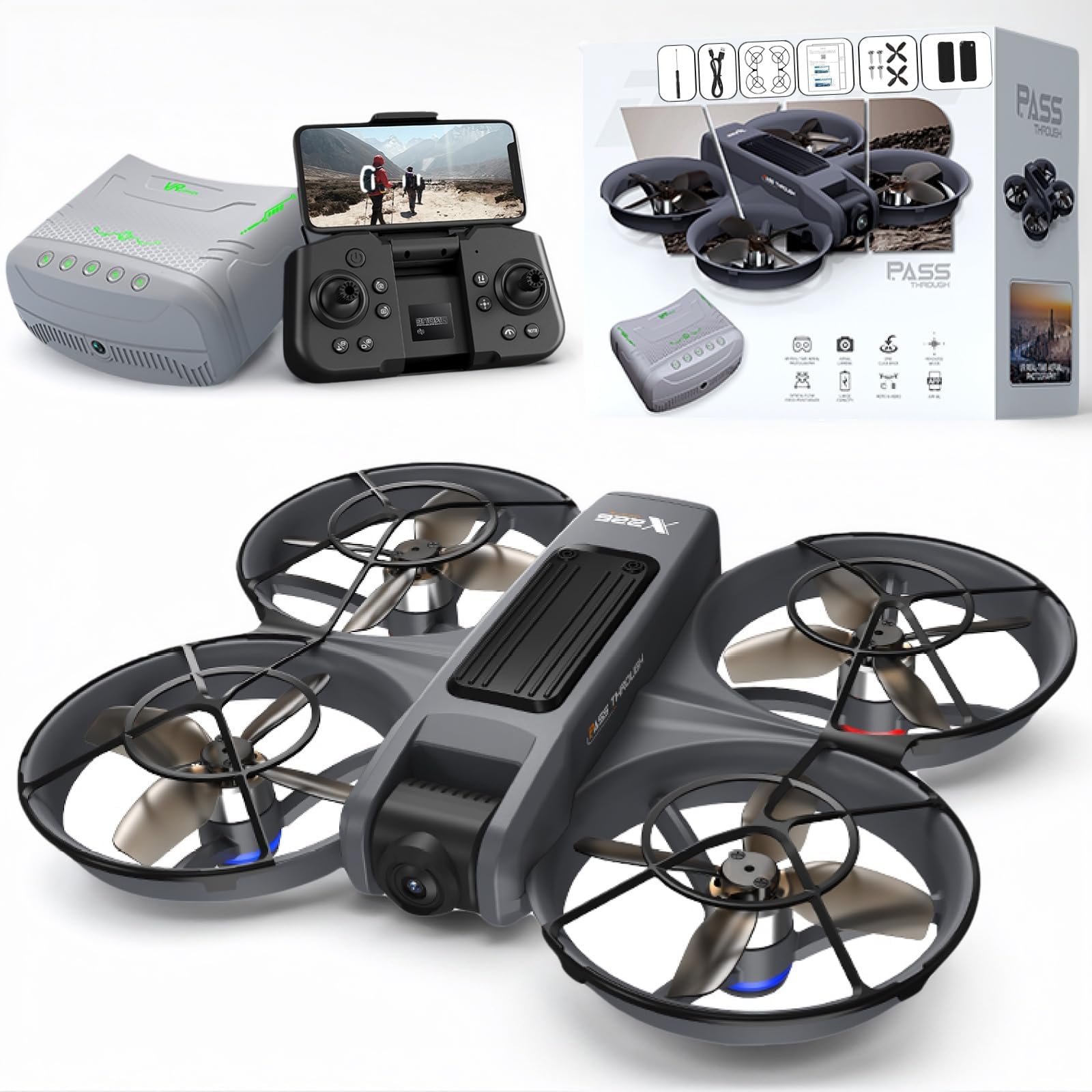 FPV Drone with VR Glasses,Optical Flow Alt Hold Drones with Camera for Adults 4k,Brushless Motor,Dual Camera Switch, Speed Adjust, 3D Flip - 13 Min Flight for Beginners Player-to-Pilot,2 Batteries
