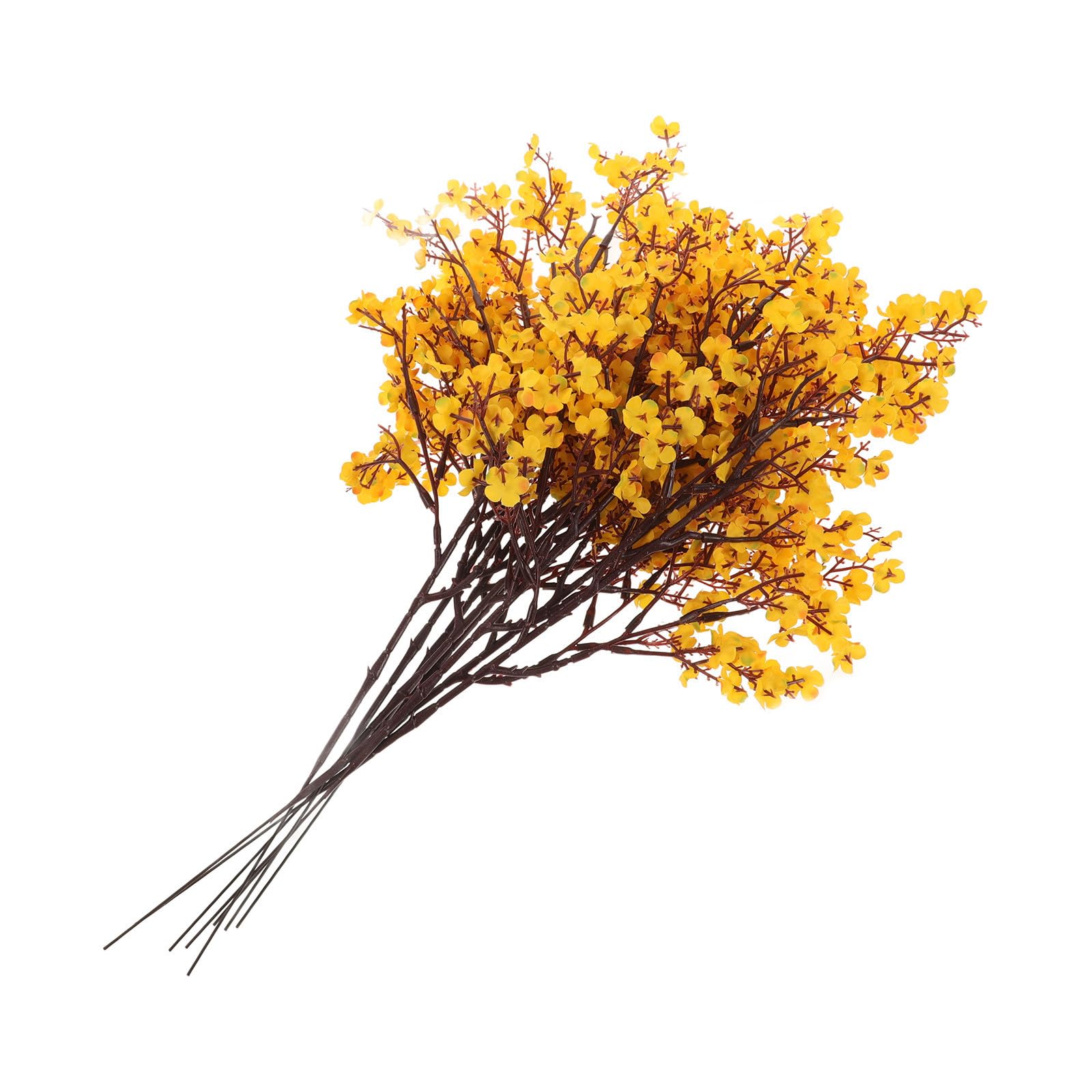 Gypsophila amarillo ramo de novia con 8 piezas de flores artificiales realistas para ventanas