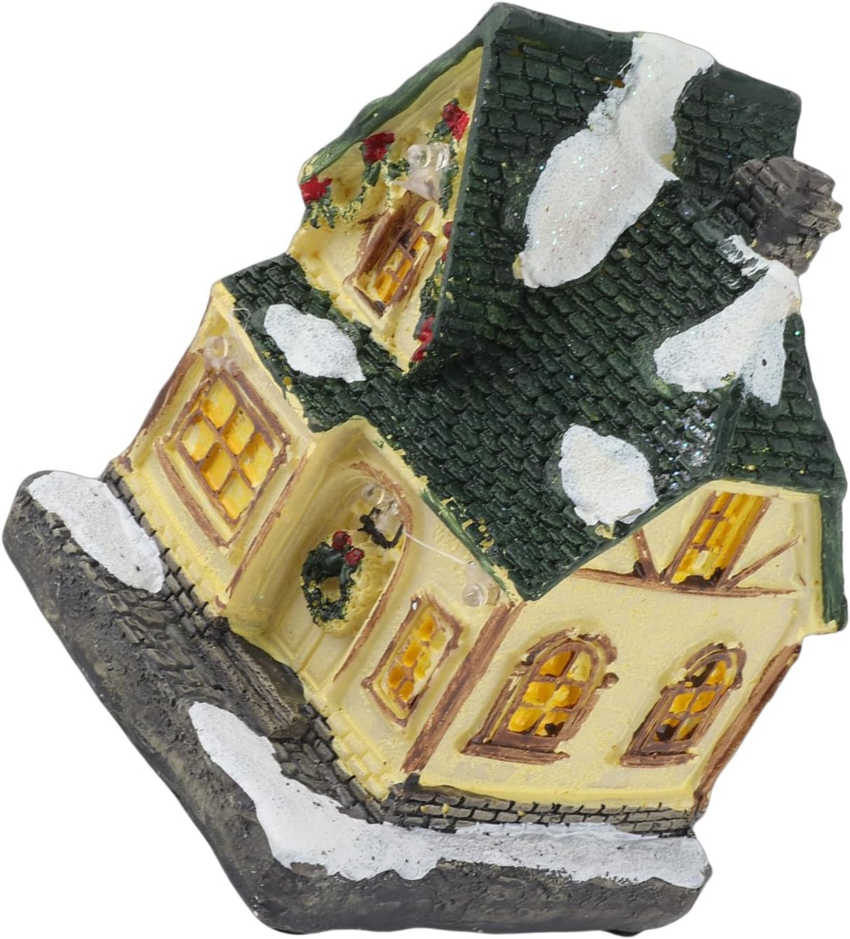 Christmas Village House with LED Lights, Resin Christmas Village House Decor, Vintage Snowy House with Warm LED Lighting for Home Garden, Includes Hand Painted Details for Winter H (B)