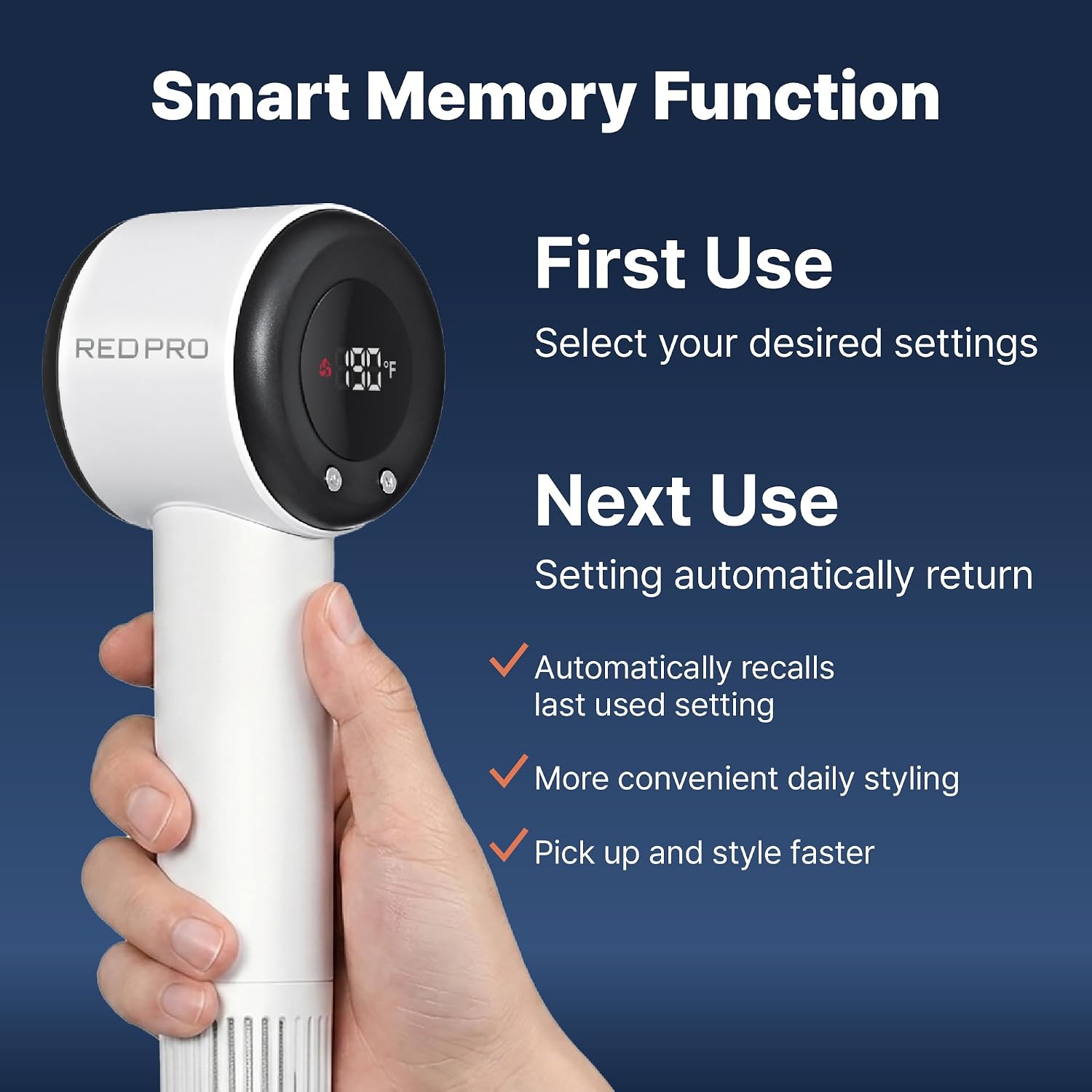 RED Pro Air Master 4000 High Speed BLDC Hair Dryer, 110,000 RPM Professional Brushless Motor for Fast Drying, 40% More Compact Lightweight Design with Smart Memory, Travel Essentials, White