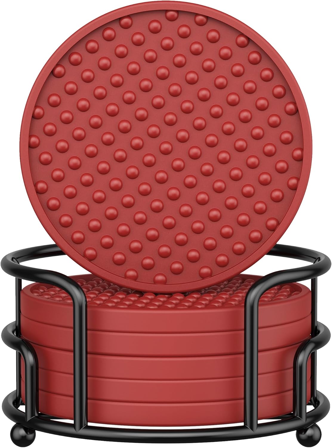 HFHOME Drink Coasters, 6 Pack Silicone Coasters Set with