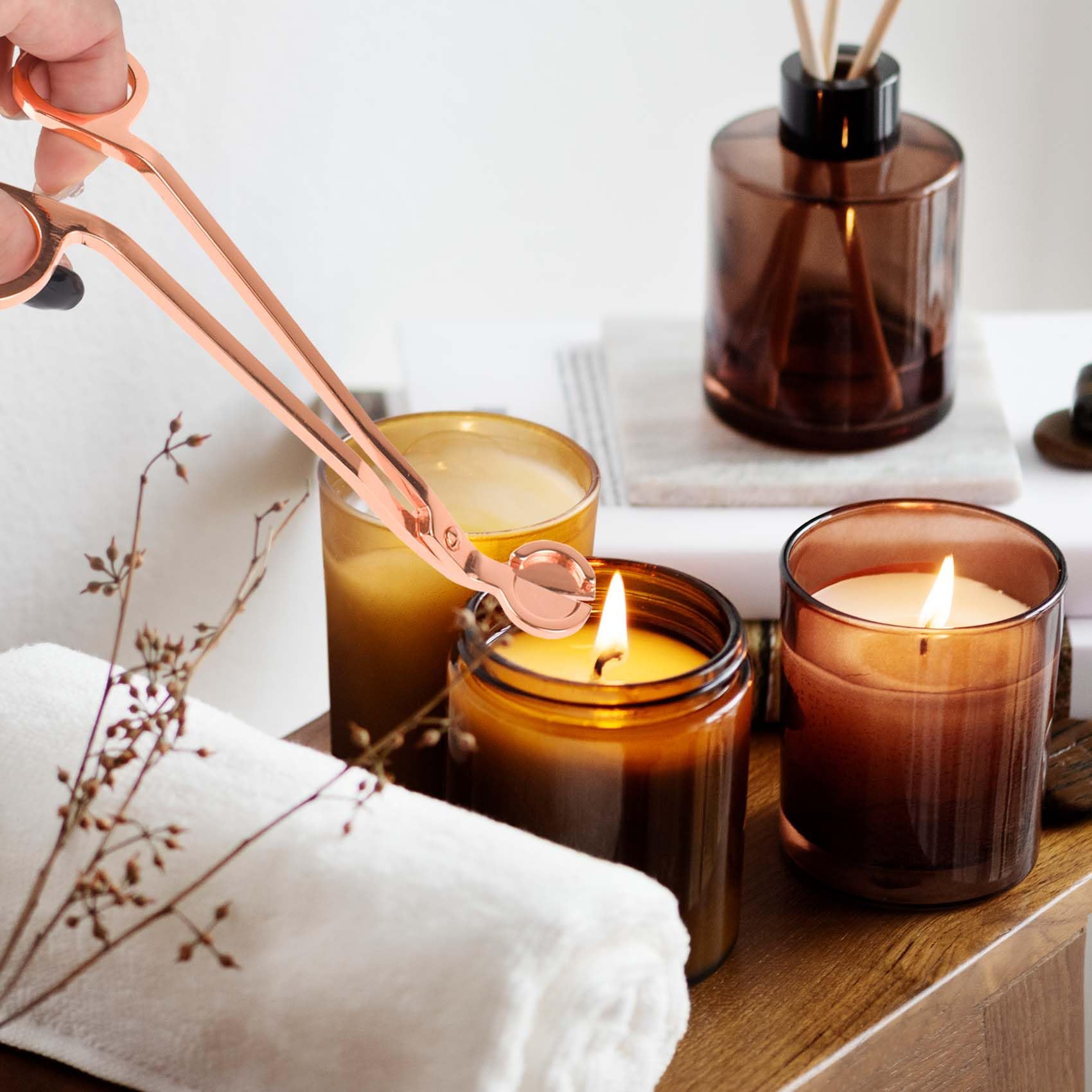 Taglia Stoppini Per Candele In Acciaio Inox - Accessorio Per Candele Profumate, Design Con Vassoio - Foto 7