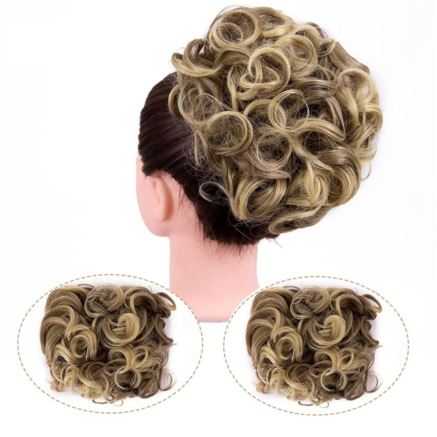 GSOUL Hair Bun Pieces for Women Synthetic Messy Bun Wave Curly Hair Extensions Comb Clip In Accessories for Women