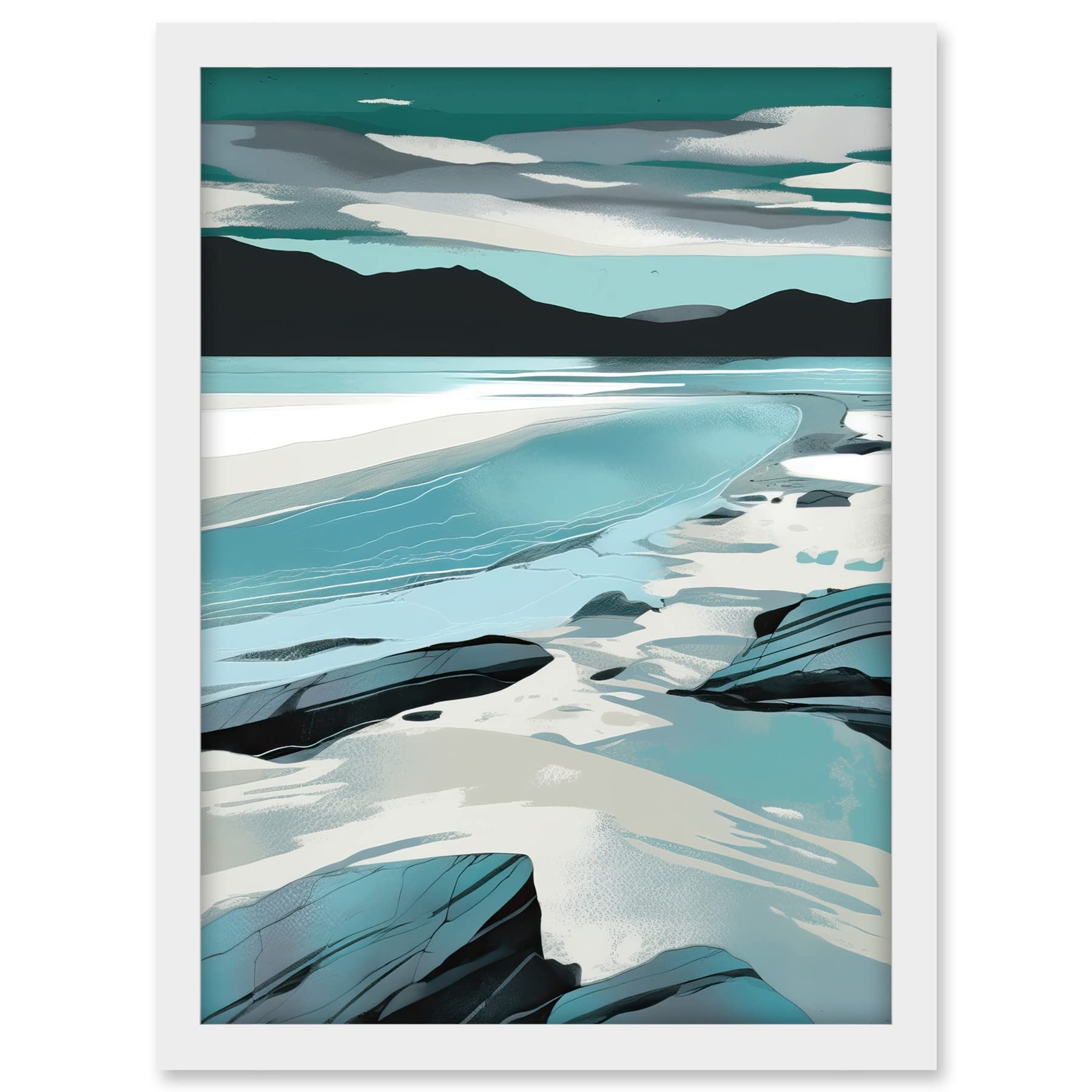 Artery8 Luskentyre Beach Isle of Harris Coastal Landscape Artwork Framed A3 Wall Art Print