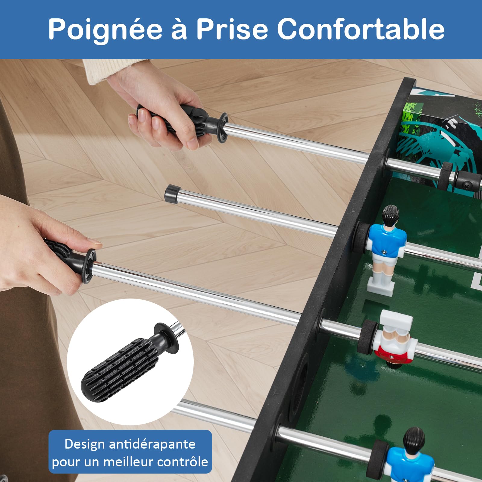 GOPLUS 2 en 1 Table Baby-Foot Enfant, Jeu de Foot avec Compteur de Score, 2 Balles, Pieds Amovibles pour Adultes et Enfants, Jeu d'Arcade de Football pour Salle de Jeux, Fêtes, 94 x 51 x 69 cm