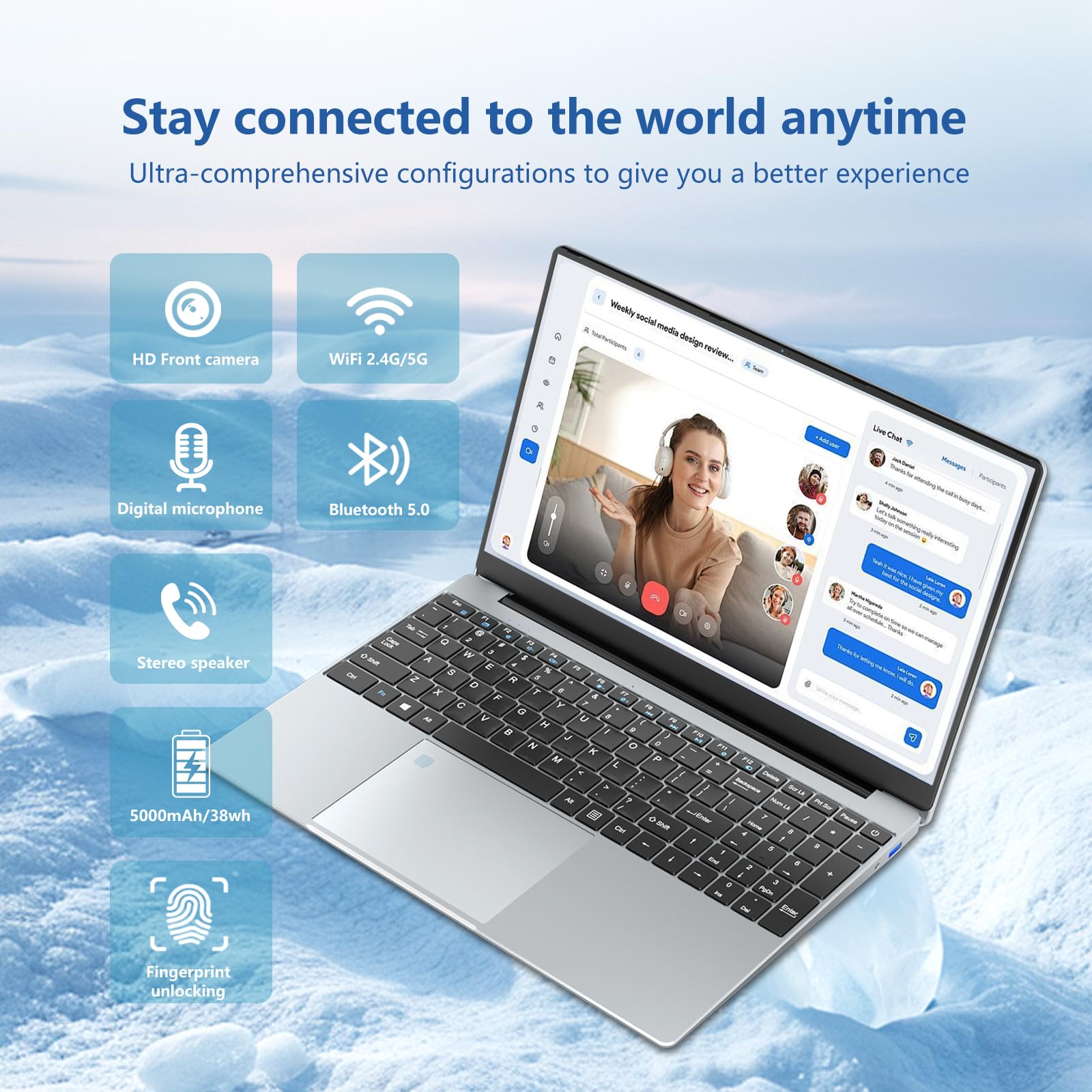 PC Portatile 15,6 Pollici, Win 11 Notebook 16Go LPDDR4 RAM 512Go SSD, Celeron N5095 CPU, 180° Flip IPS Schermo, Laptop Digitale Tastiera Retroilluminata/Sblocco Impronta Digitale, Webcam+BT4.2+USB3.0