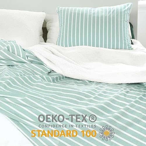 Miniatura 3 de Manta Queen para cama, manta suave de tamaño Queen para cama, algodón de doble cara y sherpa, tamaño Queen, con 2 fundas de almohada, 90 x 90