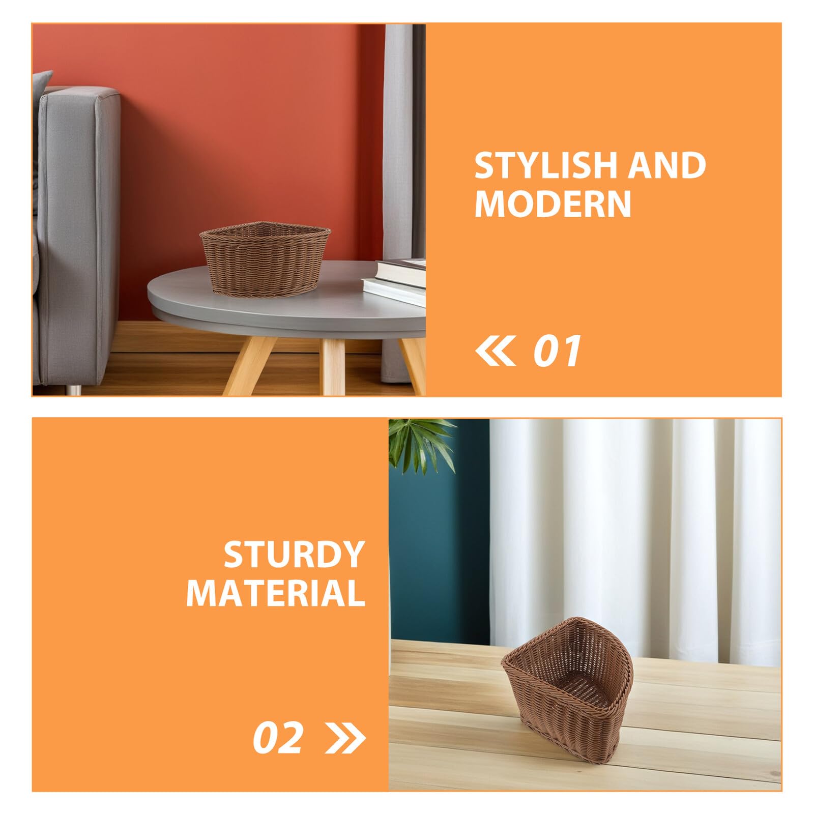 Cabilock Cesta de Almacenamiento en Forma de Abanico para Esquinas Juego de 2 Piezas de Plástico Imitación Ratán Tamaños 245X85 CM y 295X21 CM Organizador Multiusos para Cocina Baño