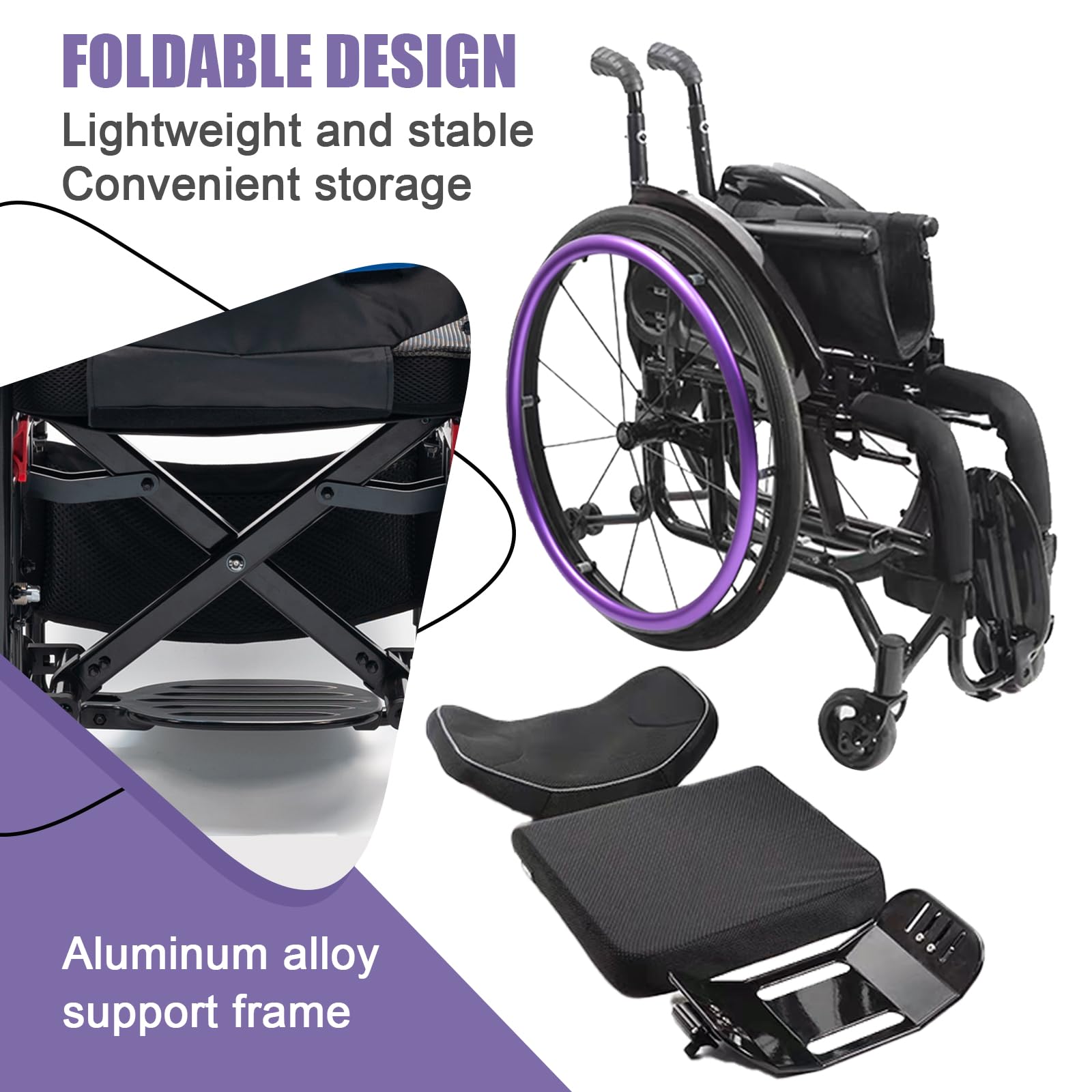 Silla de Ruedas Deportiva Manual Plegable,Ultraligera de Aleación de Aluminio,Extracción con un botón, Silla de Ruedas de tránsito,Sillas De Ruedas Autopropulsadas(Seat Width 42cm/16.5in,B)
