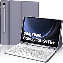 JADEMALL Keyboard Case for Samsung Galaxy Tab S9 FE Plus/S9 FE+ 12.4 inches, Italian QWERTY Bluetooth Keyboard with Pen Holder for Samsung Tab S9 FE+/S9 FE Plus 12.4 inches, Purple