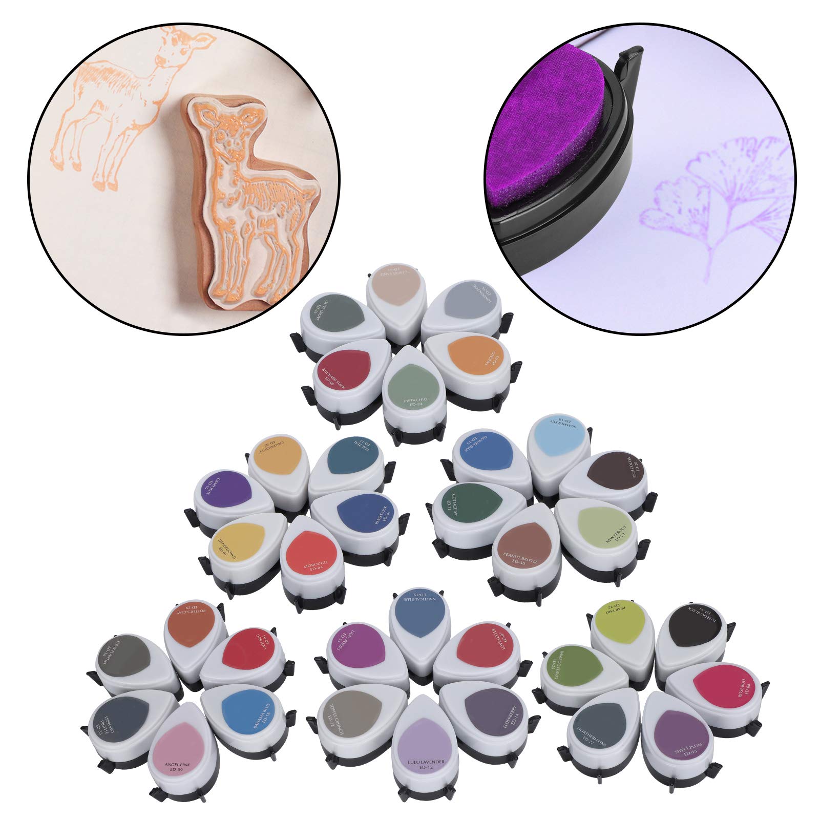 Set di 36 tamponi di inchiostro a forma di goccia, per timbri artistici fai da te, inchiostri a base d'acqua ad asciugatura rapida, per progetti creativi per adulti, 36 col
