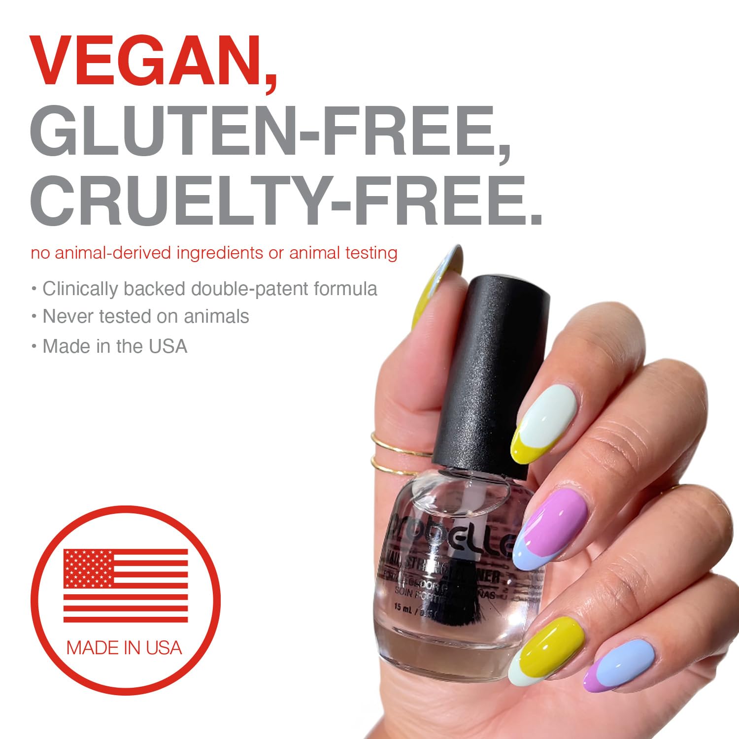 Probelle Nail Strengthener and growth, Natural Nail Strengthening Clear Nail Polish Repair Treatment, Nail Growth & Conditioning, Stops Splits, Chips, Cracks & Strengthens Damaged and Thin Nails - Image 5