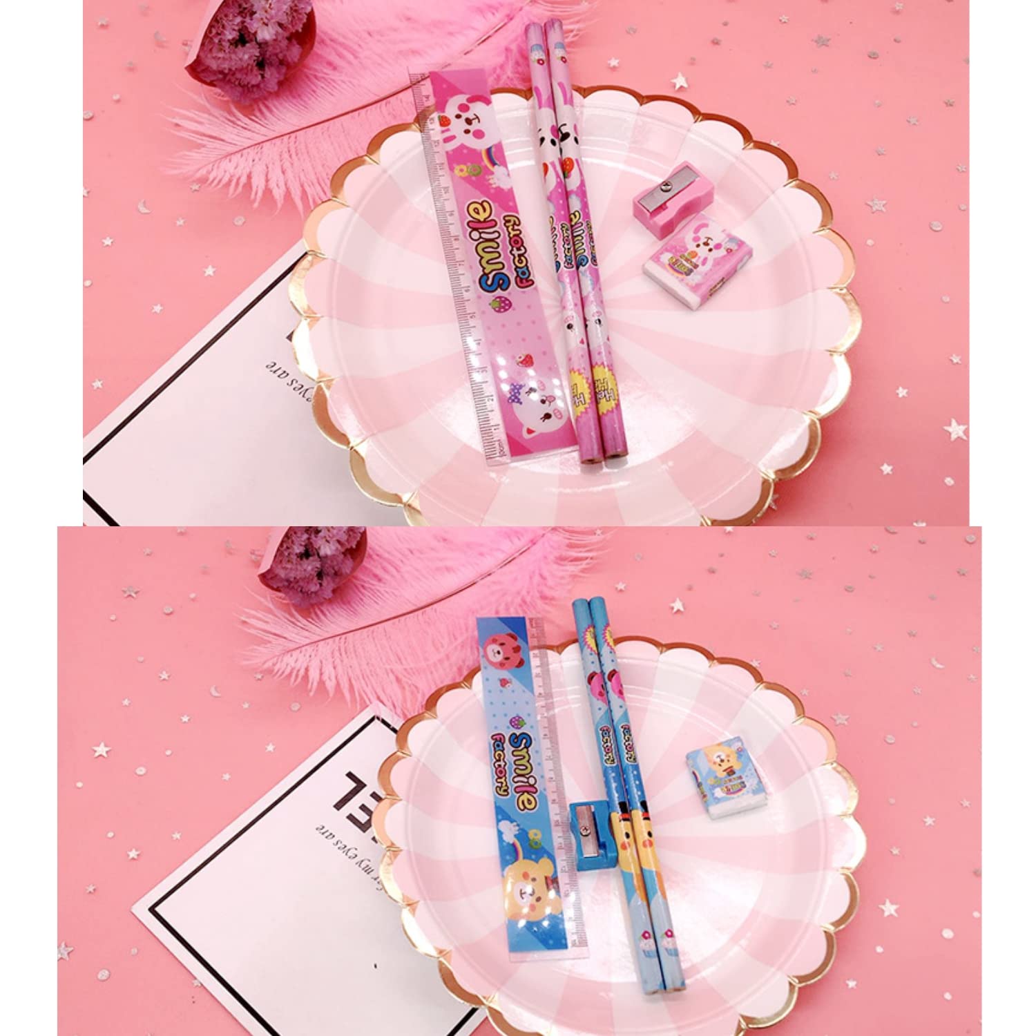 Set Cancelleria Per Bambini 36 Pezzi - Matite, Gomme, Righelli, Temperamatite - Regalo Scuola A Tema Spazio, Dinosauri, Animali - 3
