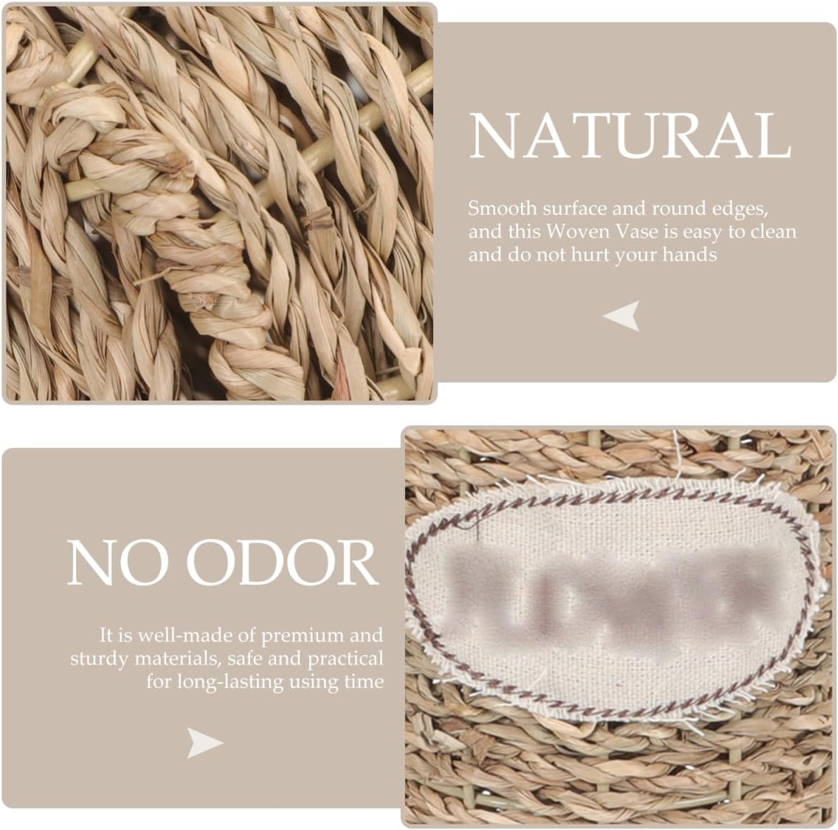 Wakauto Handmade Rattan Vase,Natural Woven Container Desktop Planter Holder for Home Decor Elegant Decorative Flower Holder for Dried and Artificial Flowers